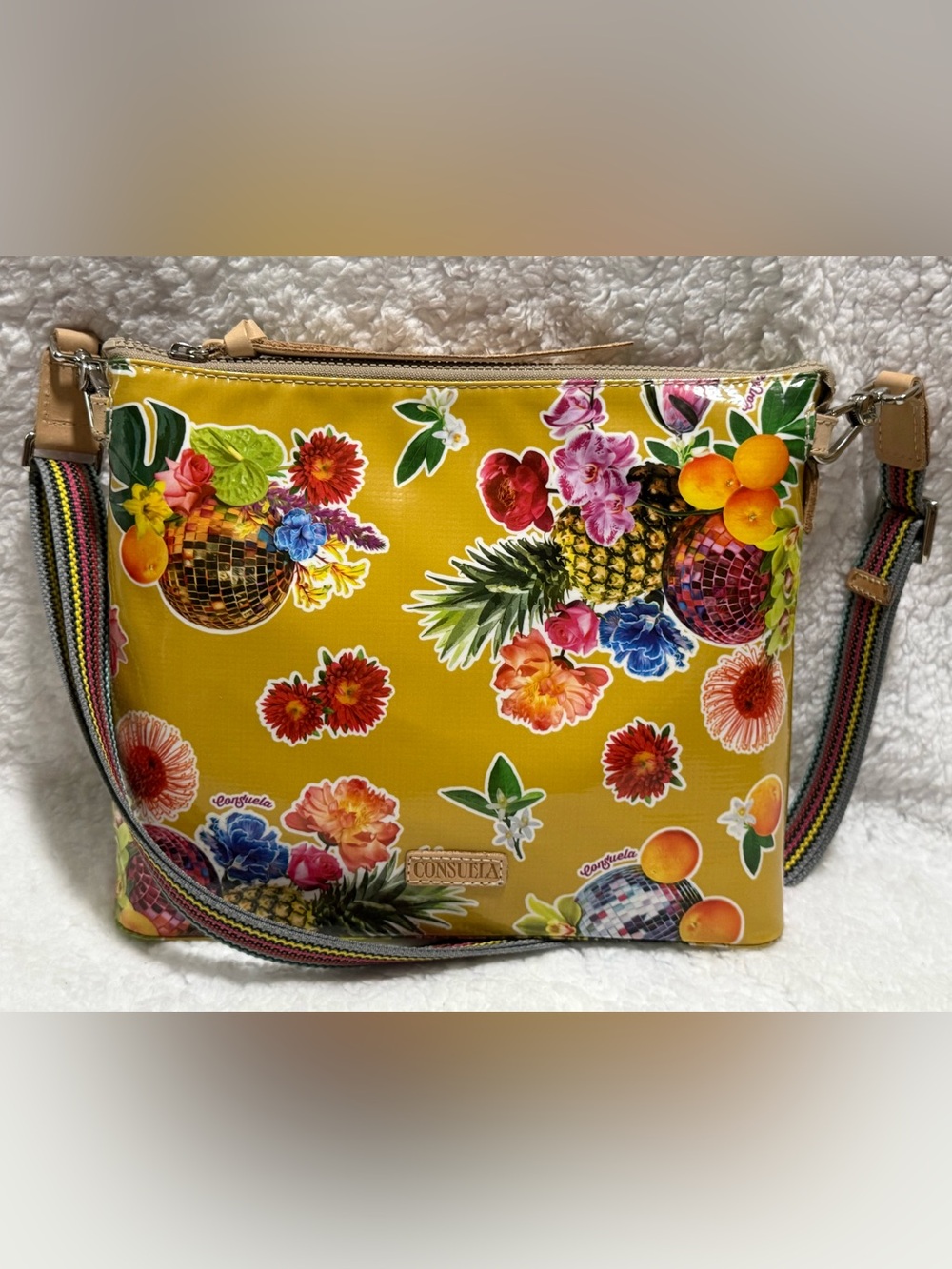 NWT Consuela Barb Downtown Yellow Pineapple & Floral Purse